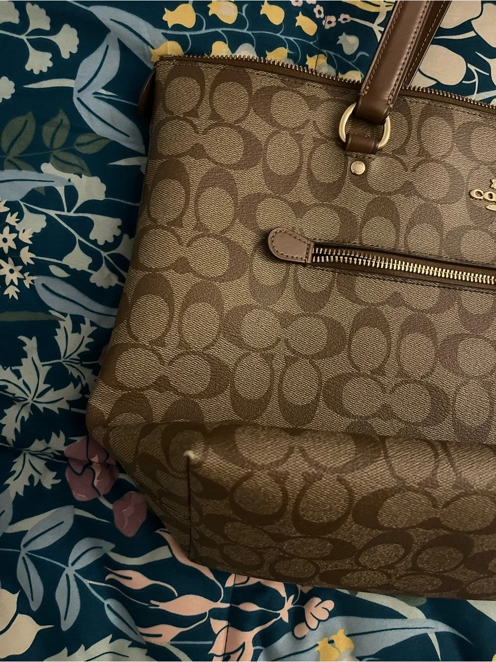 Coach Brown Signature Canvas Tote with Matching Wallet